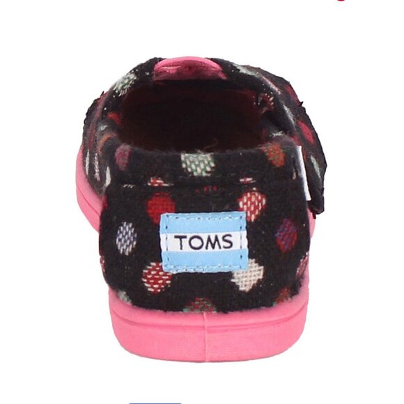 NWT Tom's Tiny Classic Alpargata Girls Slip-on Shoes Sneakers Pink Wool Dot T10 - Picture 4 of 9
